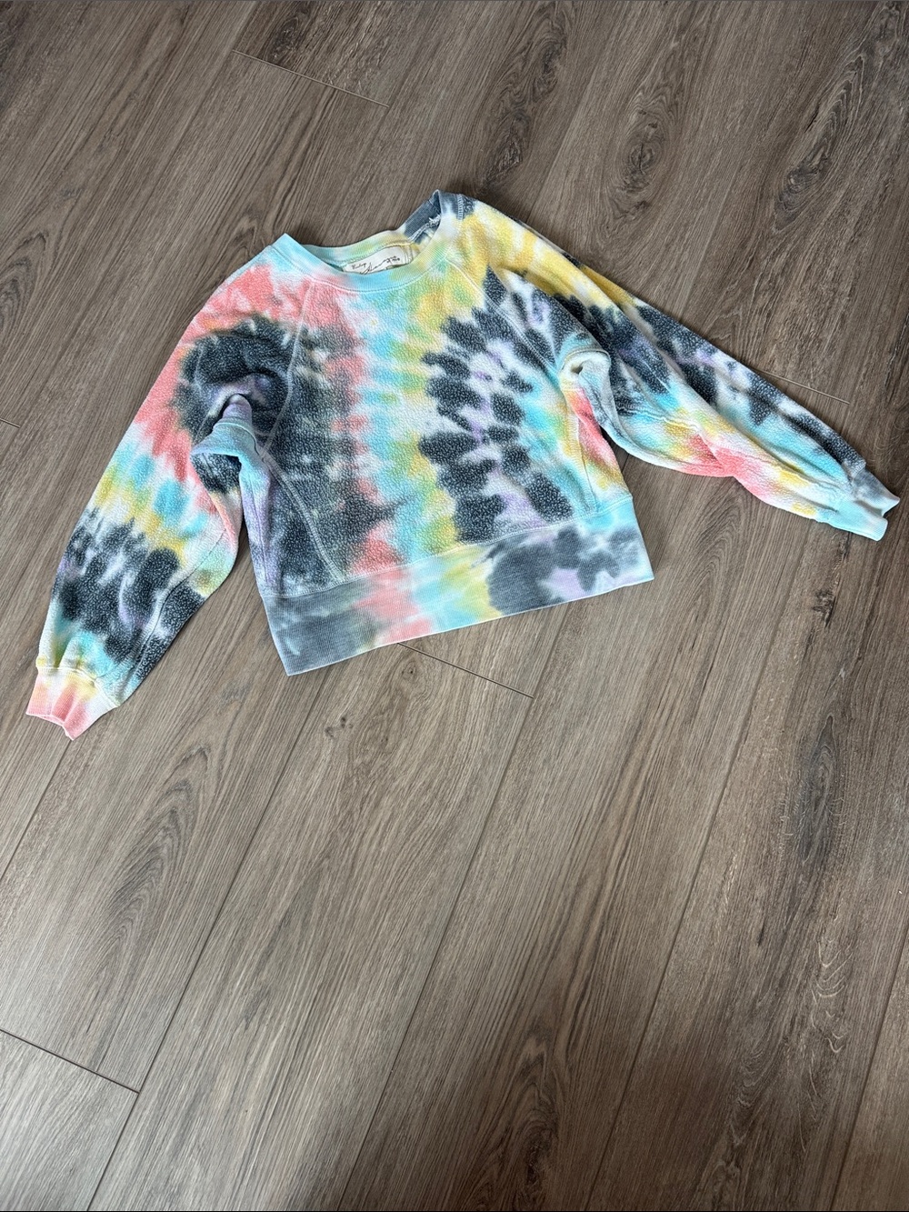 Vintage Havana Pastel Tie-Dye Crewneck Sweater - Blue, Pink, Yellow, Gray